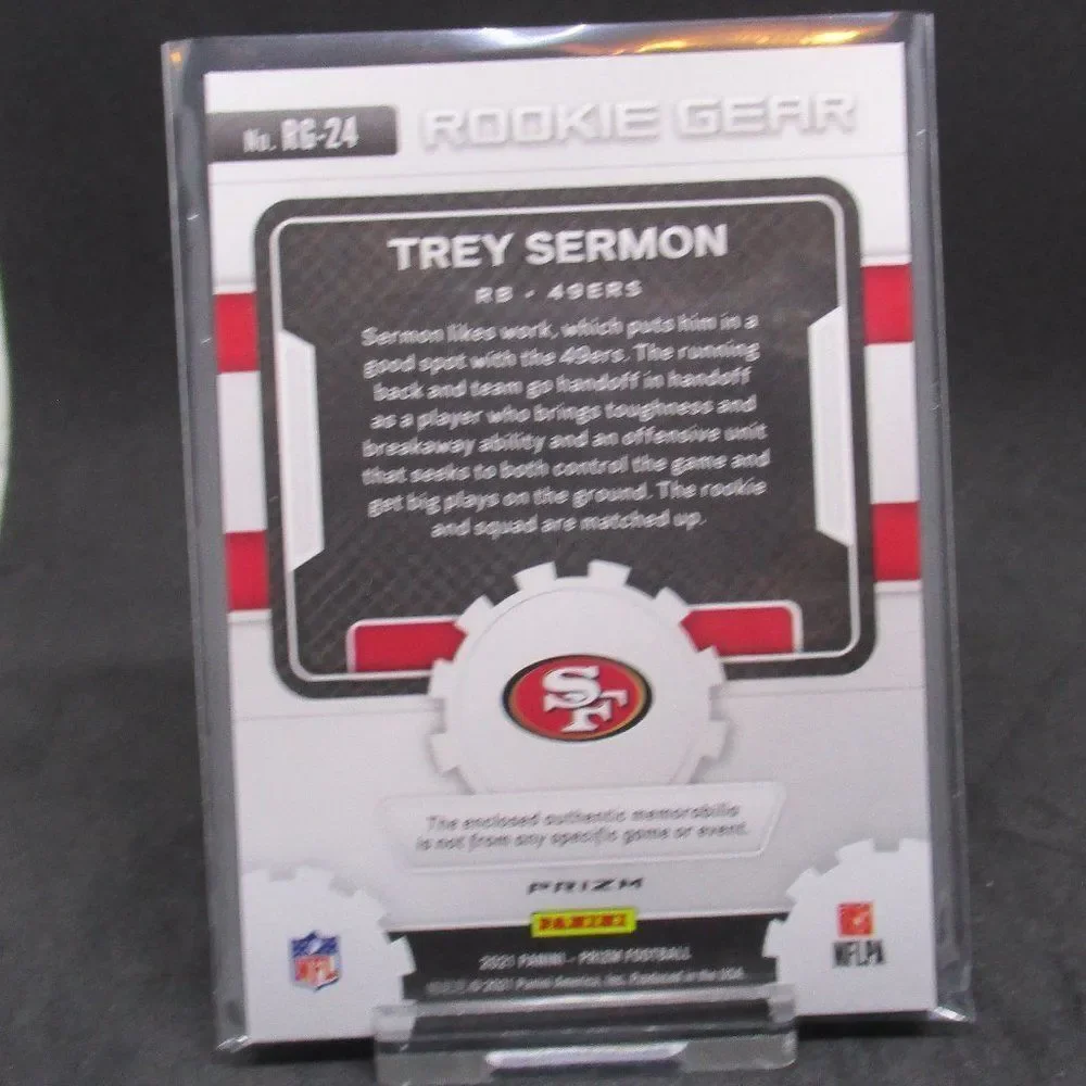 2021 Panini Prizm Football Trey Sermon Green Pulsar Rookie Gear RG24 RC rookie